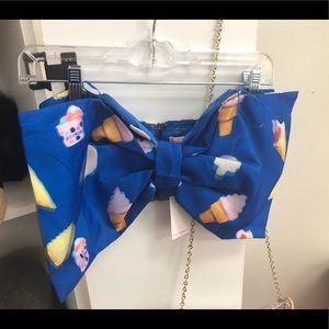 Adorable ice cream print bow crop top